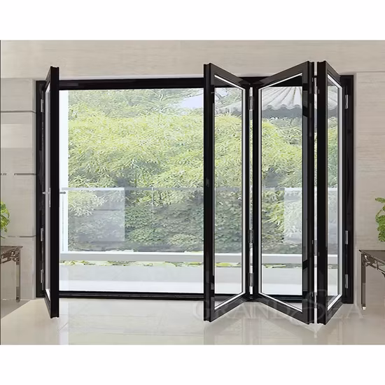Nfrc Nafs Standard americano Moderno tedesco Hardware Ingresso personalizzato Porte antivento Taglio termico Alluminio Alluminio Metallo Commerciale Bi