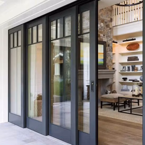 2022 Doorwin Fornitura di fabbrica Antivento Impermeabile Nuova porta in alluminio a doppio vetro Esterno con ingresso personalizzato Storm Porte scorrevoli commerciali per patio in vendita